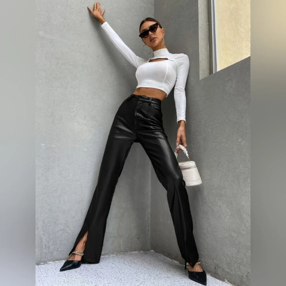Entro Faux Leather Split cuff pants